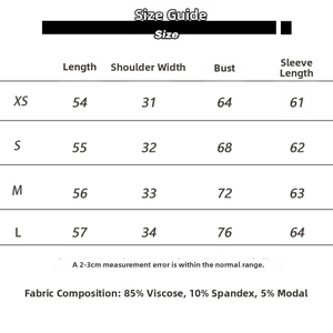 Guide des tailles et composition du tissu pour t-shirt ajusté à manches longues col rond