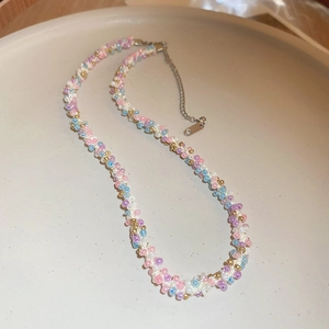 Collier Fait Main En Perles De Rocaille Tissées Colorées Chaîne De Clavicule Bijoux Géométriques Minimalistes Pour Femmes