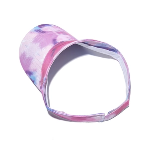 Detail of colorful ink wash tie-dye pattern on the wide brim sun visor hat