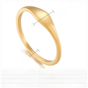 Detail view of 4mm gold stainless steel ring showing precise width and thickness dimensions