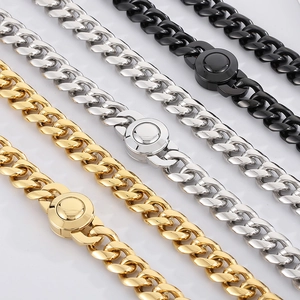 Hip hop 13mm Cuban link chains for men in gold, silver, and black with CNC diamond clasps