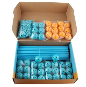 Detailed view of the 132-piece DIY fort building kit with rods and connector spheres