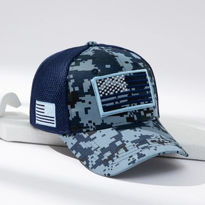 Casquette de Baseball Camouflage Tactique pour Hommes Patch Velcro Drapeaux USA Maille Respirante Protection Solaire Sport Plein Air