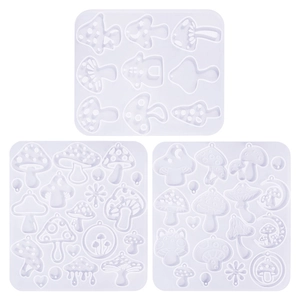 Translucent silicone mushroom mold set for DIY earrings with moon and star patterns
