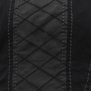 Macro detail of high-density cotton fabric with diamond quilting and vertical double stitching