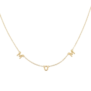 S925 sterling silver gold plated MOM letter necklace with a polished minimalist finish