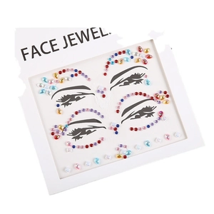 Colorful face jewel rhinestone sticker set for creative makeup decoration on white board