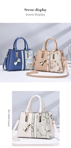 Detailed close-up of floral print pattern and split-stitching on elegant tote bags