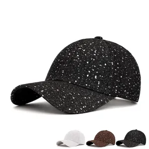 Classic curved brim baseball cap with unique white splatter print in multiple colors