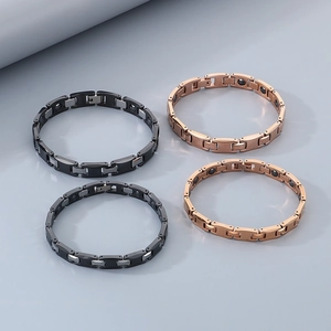 Elegant magnetic tungsten steel bracelets for couples in black, silver, and rose gold finishes