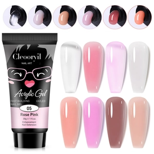 UV LED solid extension acrylic gel in 30g rose pink tube with assorted nail samples