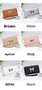Overview of quilted wallets with butterfly metal buckle in six stylish color options