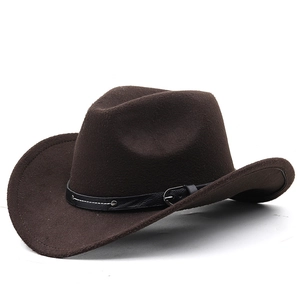 Classic dark brown wool cowboy hat featuring a leather strap with metallic rivets