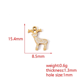 Detailed view of 18K gold plated elk pendant with precise size and weight measurements