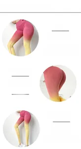 Détail du legging de yoga avec dégradé rose-jaune et tissu élastique à taille haute