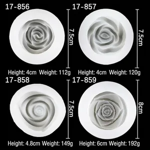 Four different rose flower silicone molds for candle making and DIY resin crafts