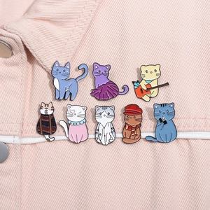Cute Cartoon Naughty Cat Alloy Enamel Brooch Pin For Women Men Clothing Jacket Decor Mini Scarf Buckle Animal Jewelry Accessory