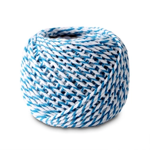 Blue and white 3-strand twisted cotton baker twine roll for DIY craft and gift wrapping