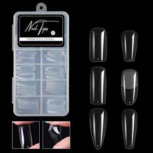 Ultradunne Transparante Plaknagels Naadloos Coffin Almond Square Stiletto Kunstnagels Voor Dames Salon Manicure
