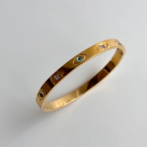 18k gold plated titanium evil eye bracelet with colorful zircons and enamel inlay