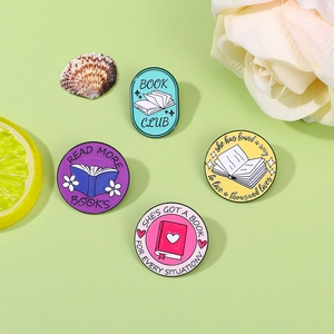 Literary Enamel Book Brooch Pin Creative English Lettering Geometry Alloy Badge For Reading Lovers School Daily Accessories