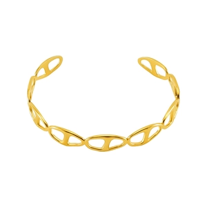 French vintage style stainless steel pig nose open bracelet in gold finish for women