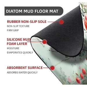 Detail view of the multi-layer structure of the non-slip rose diatom mud bath mat