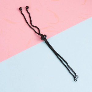 Adjustable black stainless steel bolo chain bracelet with sliding bead for DIY jewelry