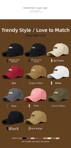 Detail showing various colors of distressed baseball caps with ECHO embroidery