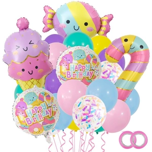 23-piece candy and ice cream balloon set for kids birthday party and baby shower decoration