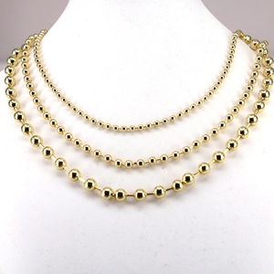 Polished Ball Chain Necklace 18K Gold Plated Copper Adjustable Link Minimalist Geometric Trendy Elegant Jewelry For Women