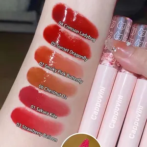 Water gloss mirror lip glaze set with 6 shades swatched on arm for smooth hydration
