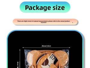 Detail of lion costume headband in clear packaging with measurement dimensions 23x16cm