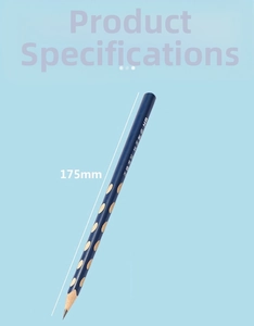 Detailed parameter view showing 175mm length of ergonomic HB pencil for students