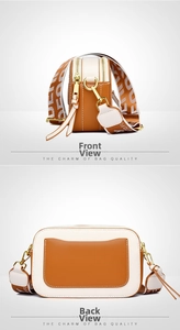 Detailed side and back view of the vintage crossbody bag with wide geometric strap
