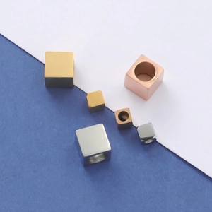 Square Cube Spacer Beads 304 Stainless Steel Large Hole Mirror Polished DIY Jewelry Making Bracelet Necklace Findings