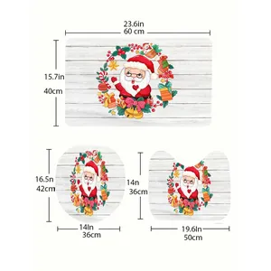 Tableau détaillé des tailles pour l'ensemble tapis de bain et abattant de Noël