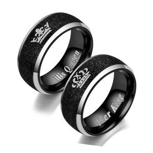 Anello di Coppia con Corona in Acciaio al Titanio Re Regina Anello a Fascia Smerigliata per Uomo Donna Regalo di San Valentino Gioielli Matrimonio Appuntamenti Anello Anniversario