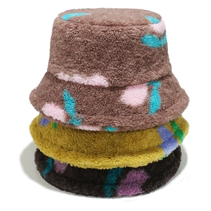 Cappelli a secchiello invernali in lana di agnello con stampa floreale da donna