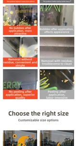Detailed comparison showing bubble-free and residue-free Christmas static window stickers