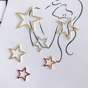 Hollow pentagram star metal charms in gold silver and bronze for DIY earring making