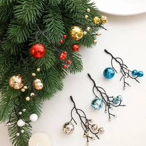 Sparkly Christmas berry picks in gold red and silver for holiday wreath decoration