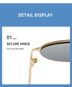 Detail-Makroaufnahme des sicheren Goldmetall-Scharniers der Punk-Oval-Sonnenbrille
