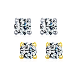 S925 sterling silver moissanite stud earrings in gold and silver with four-claw setting
