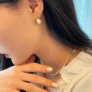 S925 Sterling Silver Freshwater Pearl Stud Earrings Irregular Light Luxury Elegant Fashion Jewelry For Women Gift