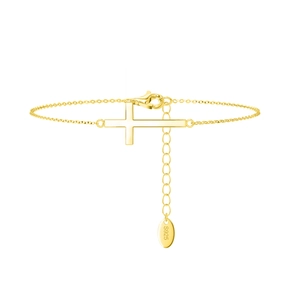 925 Sterling silver gold-plated cross bracelet with adjustable chain and lobster clasp