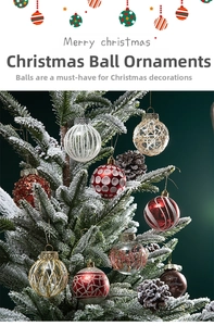 Detailed view of assorted luxury Christmas balls with red dots and gold glitter on tree