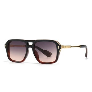 Classic pilot square sunglasses with tortoiseshell frames and gold metal temples