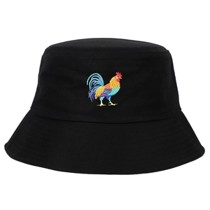 Cotton Bucket Hat Colorful Rooster Embroidery Sun Protection Outdoor Fashion Casual Sun Fisherman Hat