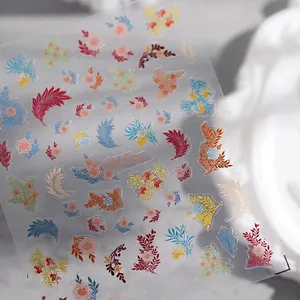 Floral Dream Nail Art Stickers TS-1660 Ultra Thin Adhesive Flower Leaves Feather Patterns For Manicure